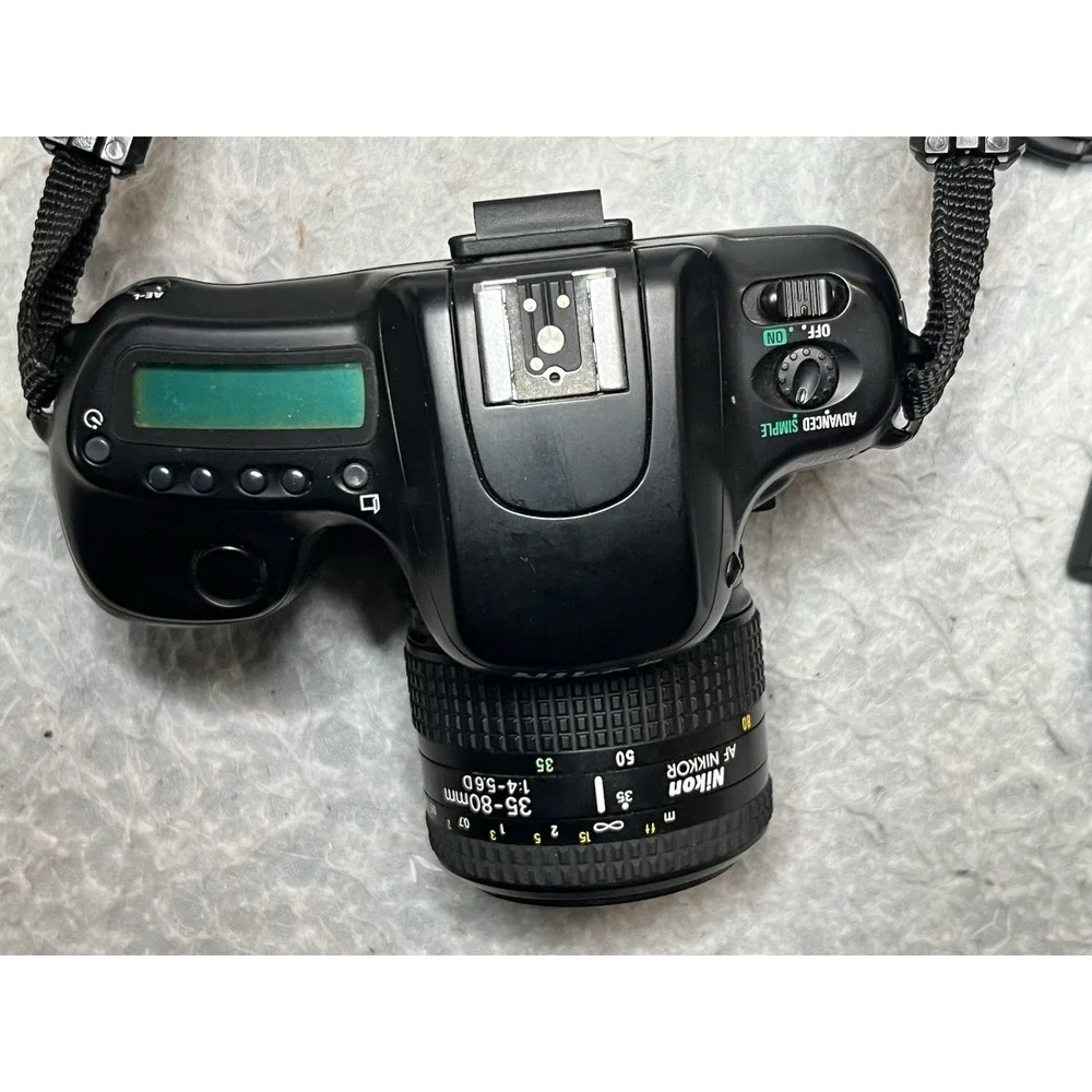 Nikon N50 Camera 35-80mm Lens With‎ Papers Carrying Case Extra Batteries Tested